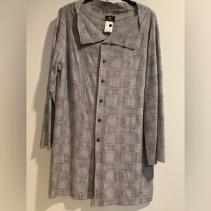 Nuno light wool jersey knit wide neck tunic top with embroidery